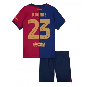 Barcelona Jules Kounde #23 Hemmakläder Barn 2024-25 Kortärmad (+ Korta byxor)